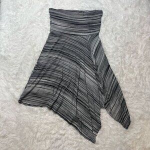 Ann Taylor Dress Strapless Jersey Stretch Cotton Stripe Asymmetrical